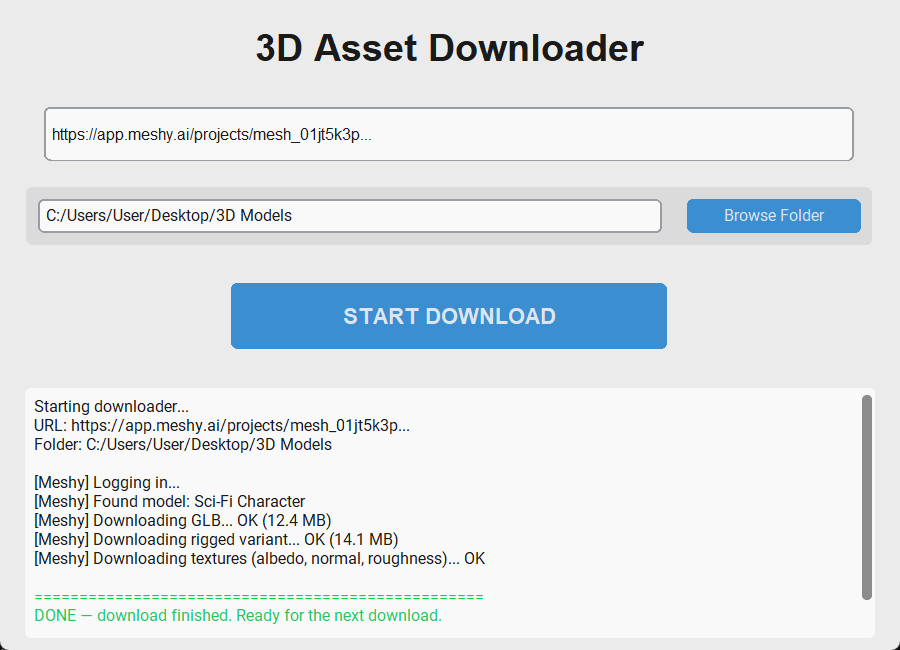 Main app window with URL pasted and download in progress