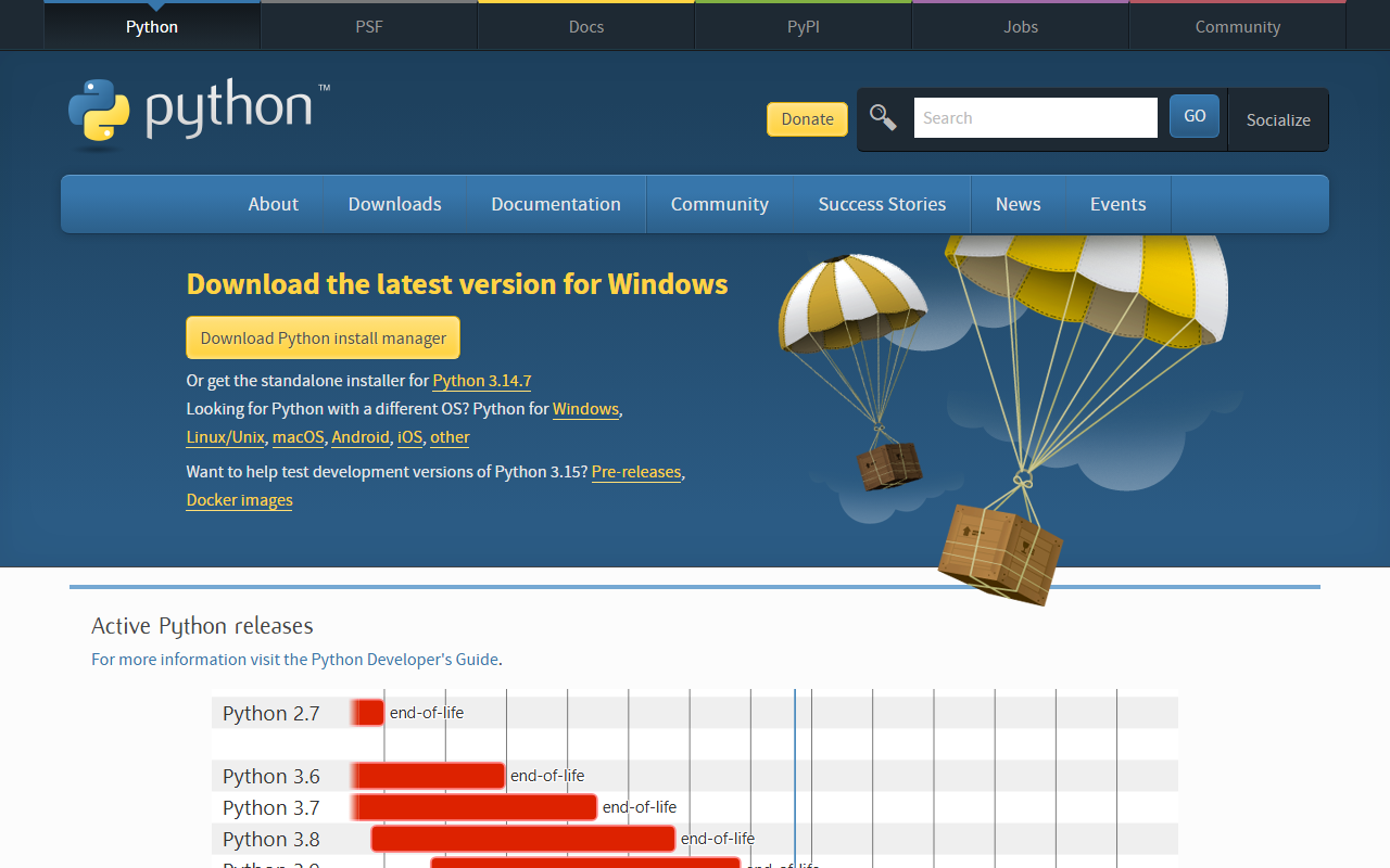 python.org downloads page